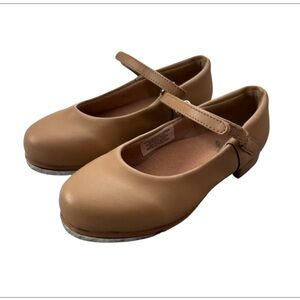 Classic Tan Kids Maryjane Velcro Strap Vegan Leather Dance Tap Shoes